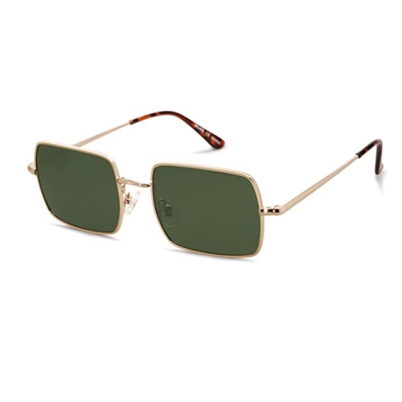 Jewelry - Green Lenses Rectangle Polygon Polarized Sunglasses Retro Classic Vintage